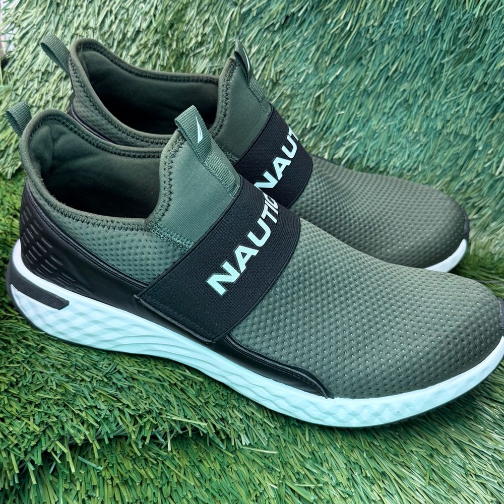 Nautica Olive Slip-On Shoes with Black Strap